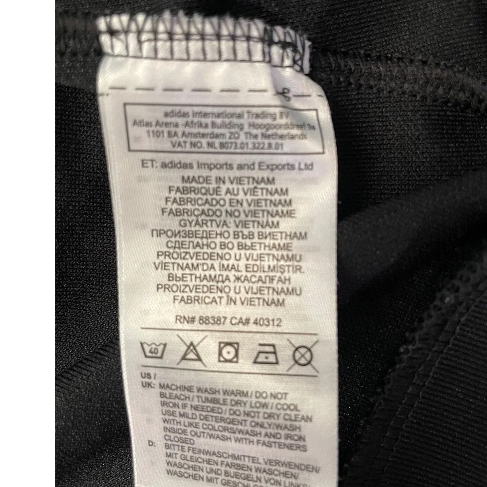Adidas Track Jacket Black White 3 Stripe Climalite‎ Full Zip Size S